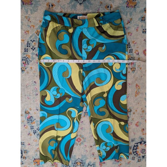 Vintage‎ Y2K Talbots Turquoise and Brown Retro Swirl Print Pants - Size 6 - Picture 5 of 9